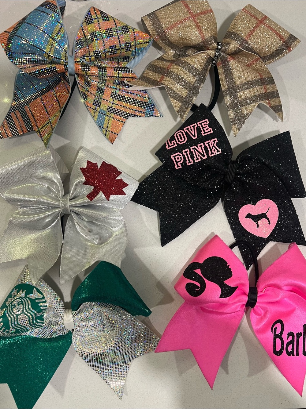 Cheer bows' Bright Pink Cheer Bow with Barbie Silhouette